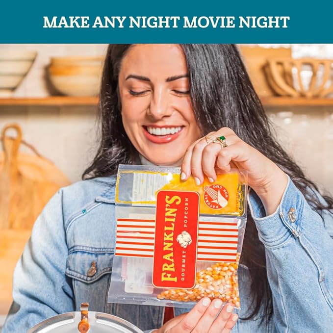 Franklin?셲 Gourmet Popcorn All-In-One Popcorn Packs for Popcorn Machine - 8oz Pack of 10 - Made in