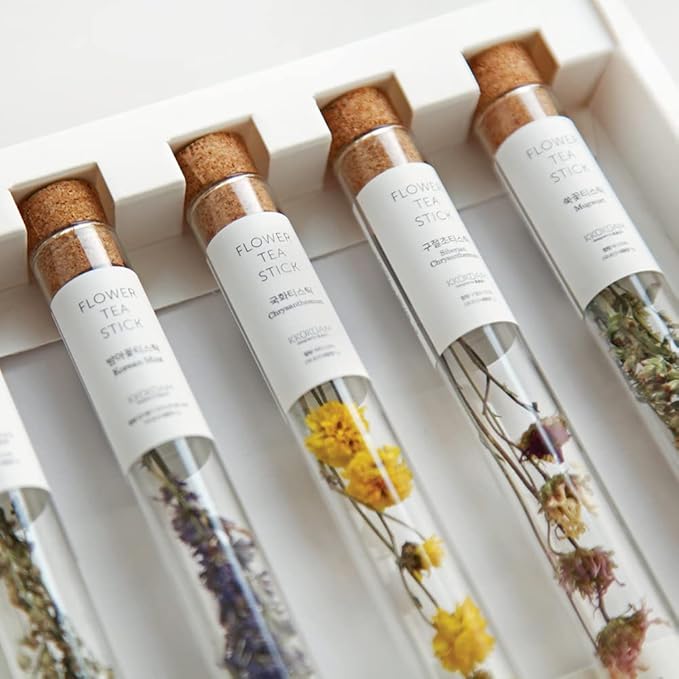 KKOKDAM Fancy Korean Tea Gift Set – Premium Flower Tea Stick Variety Pack - 5 Loose Leaf Blooming