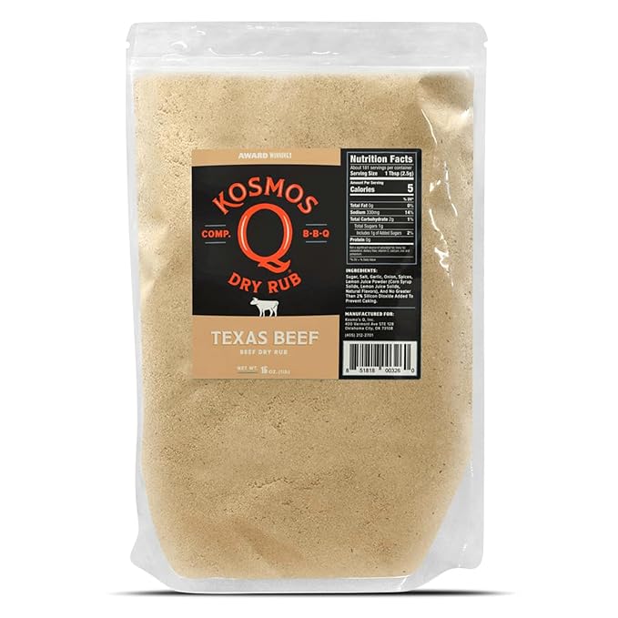 Kosmos Q Texas Beef BBQ Dry Rub, Steak Seasoning with Garlic, Onion, Lemon & Savory Spices for