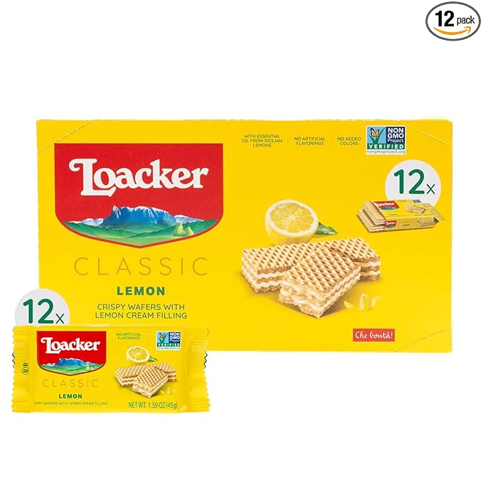 Loacker Classic Lemon Wafers - Premium Crispy Wafer Cookies with Lemon Cream Filling - Multipack of