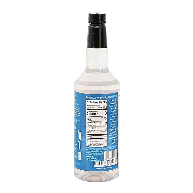 Top Hat Keto Sugar Free Tonic Syrup - 5x Diet Tonic Water Quinine Concentrate - Organic Monk Fruit
