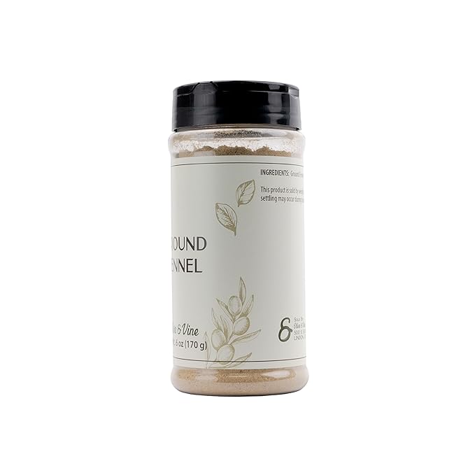 Olive & Vine Ground Fennel, Aromatic Spice, Seasoning for Sausages, Curries, and Baked Goods, with