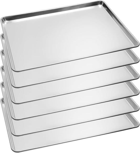 6 Pack Full Size Baking Sheet Pan, Aluminum Commercial Cookie Sheet Pan, Durable & Anti-Stick 26?쓝