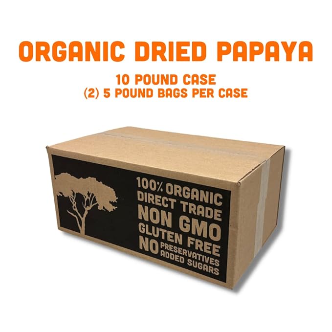Mavuno Harvest Papaya Dried Fruit Snacks | Organic Dried Papaya Slices | Gluten Free Healthy Snacks