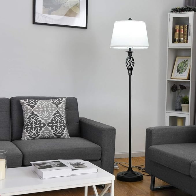 Tangkula Lamp Set 3-Piece Modern Home Living Room Bedroom Antique Bronze Finish Lamps, Floor Lamp