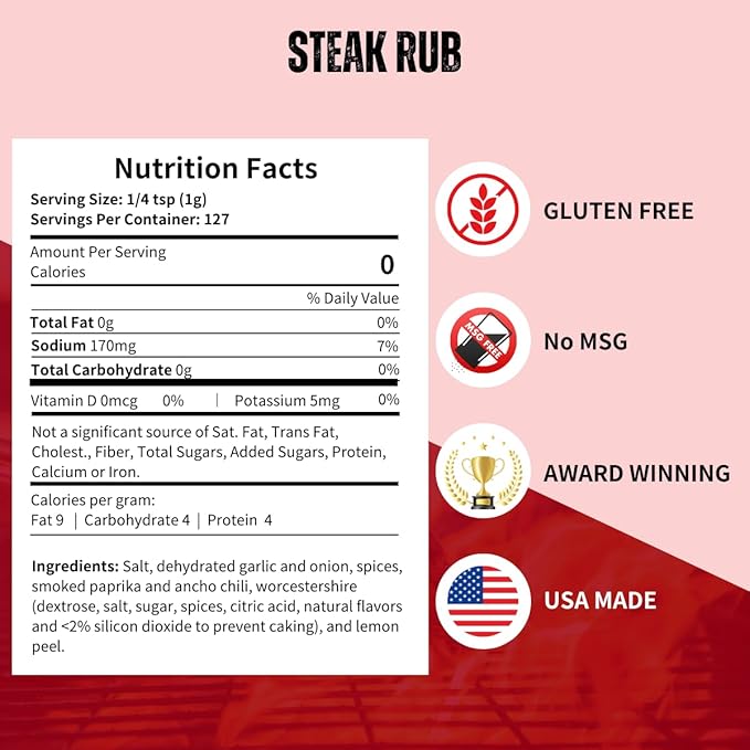 Pork Barrel BBQ Steak Spice Rub | Premium All-Purpose Seasoning, No MSG, Gluten-Free, Zero Calorie