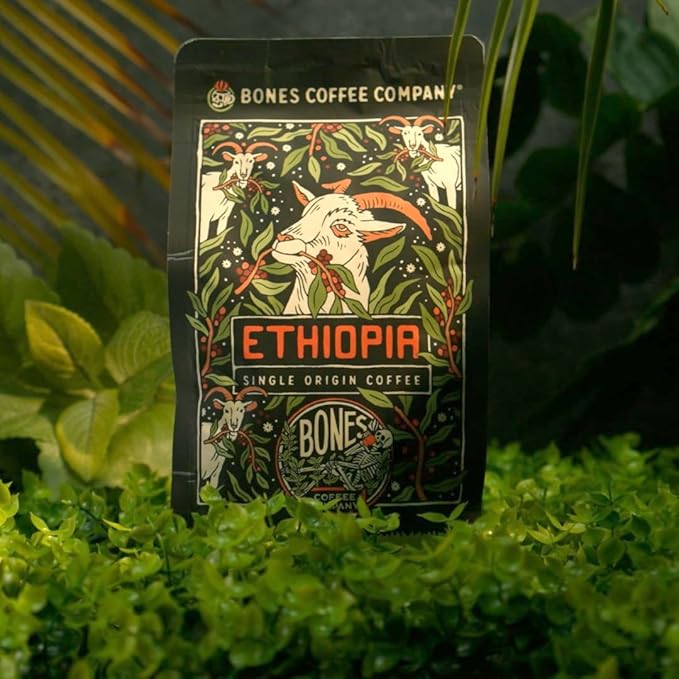 Bones Coffee Company Ethiopia Single-Origin, Citrus, Floral and Berries Notes, Ground Coffee Beans