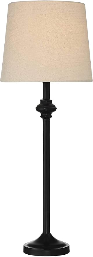 360 Lighting Carter Traditional 3 Piece Table Floor Lamp Set Black Metal Cream Fabric Tapered Drum