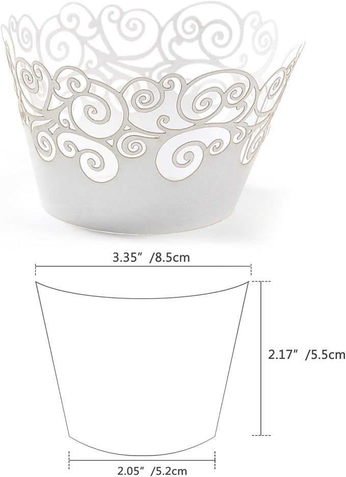 Cupcake Wrappers, KPOSIYA 50 Pack Cupcake Wraps Filigree Artistic Bake Cake Paper Cup Little Vine