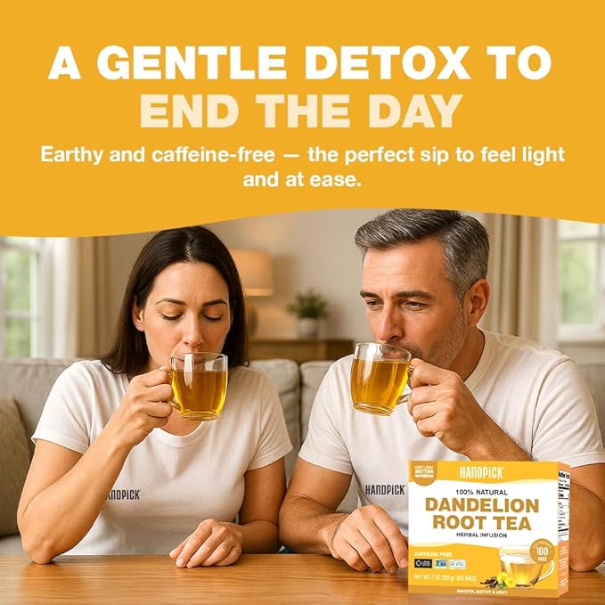 HANDPICK, Dandelion Root & Leaf Tea Bags (100 Herbal Tea Bags) Caffeine-Free Herbal Blend |