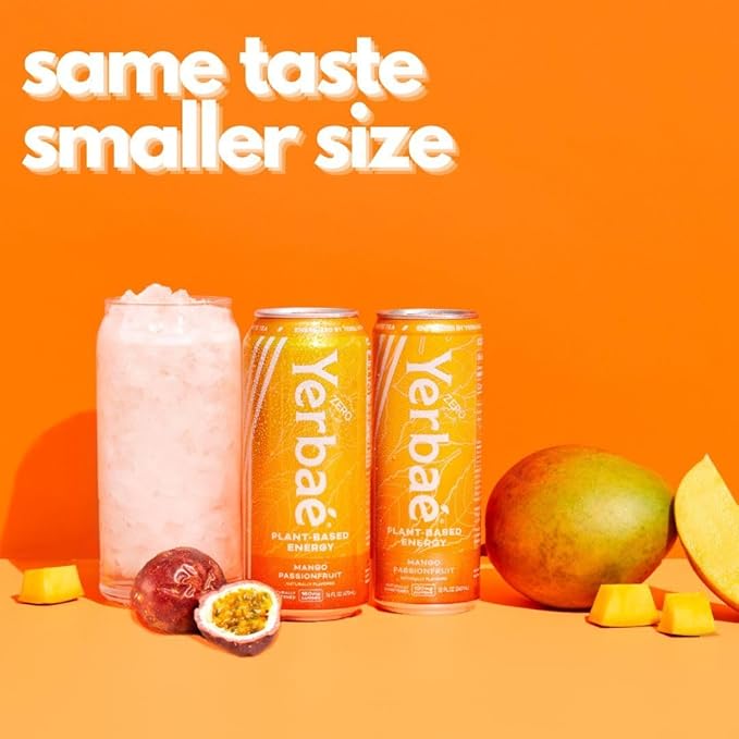 Yerbaé Energy Beverage, Mango Passion Fruit, 120mg Caffeine. No Sugar/Calories/Carbs, Energized by