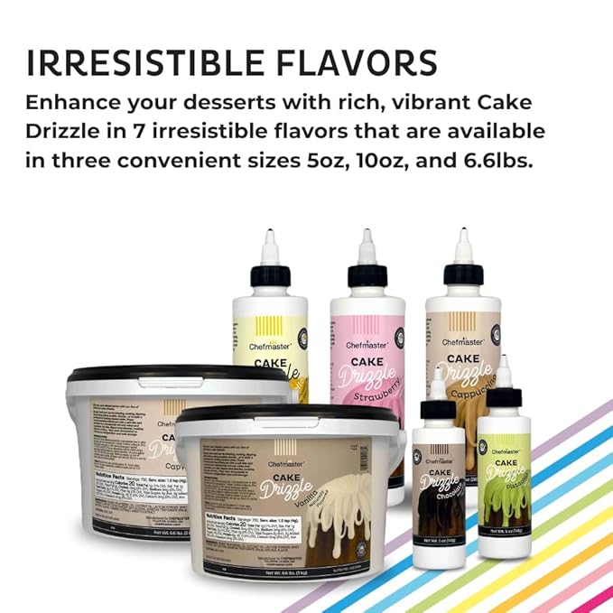 Strawberry-Flavored Cake Drizzle by Chefmaster, Edible Cake Drip Frosting for Decorating, Drip for