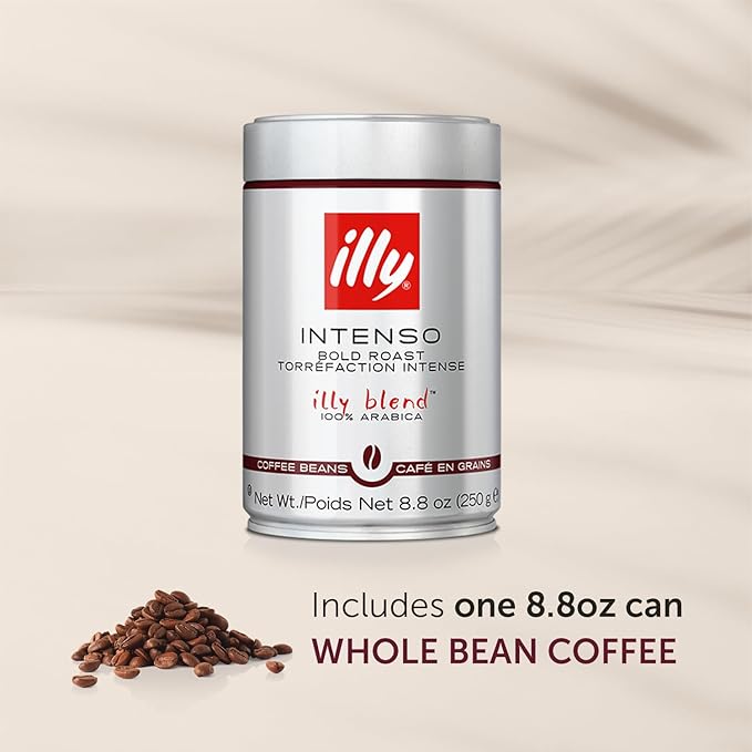 Illy Intenso Whole Bean Coffee, Dark Roast, Intense, Robust And Full Flavored With Notes Of Deep