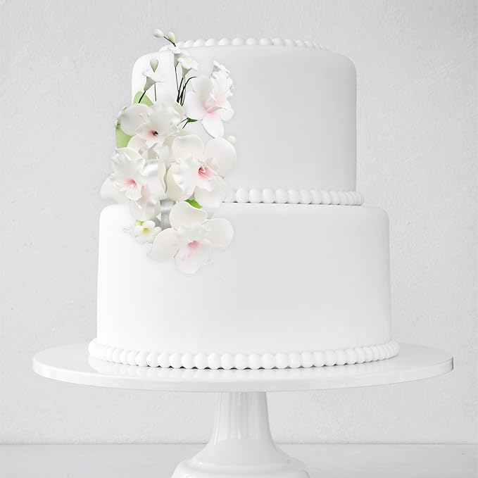 O'Creme Gumpaste Flower Spray, White Orchid - Edible Flowers for Cake Decorating - Sugar Paste
