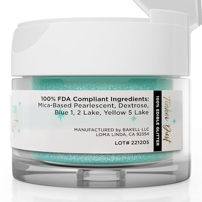 Bakell - Turquoise Tinker Dust (5g, 1x Jar) Edible Glitter for Food, Desserts, and Beverages!