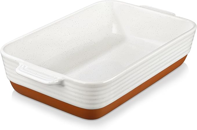 MALACASA Baking Dish 4.8 Qt Ceramic Casserole & Lasagna Pan, 9x13 Inch Deep Rectangular Oven Safe