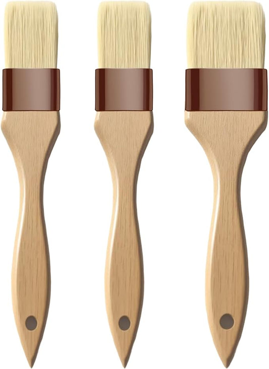 Basting Brush-Pastry Brush,Oil Brush for Cooking,Boar Bristles BBQ Brushes for Grill,Beech Wooden