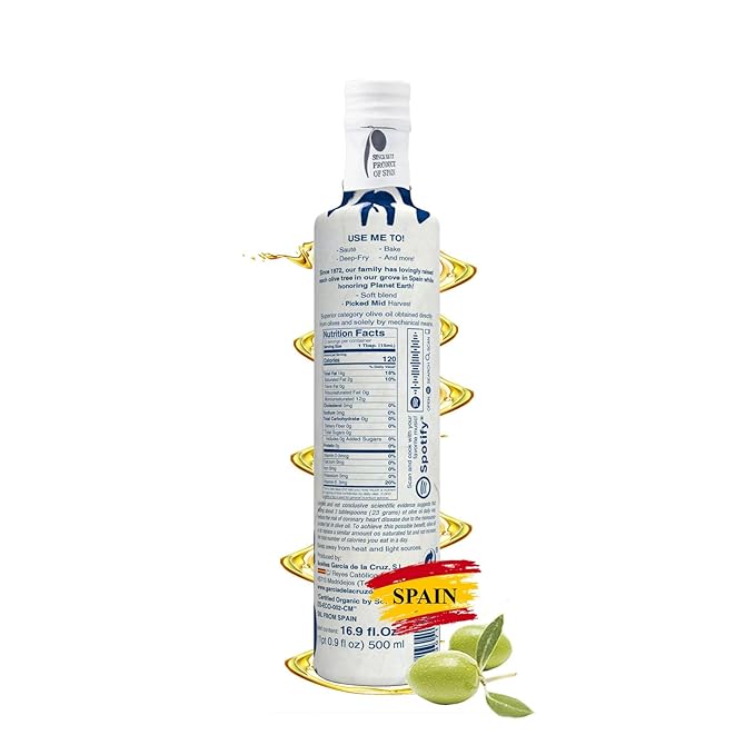 Organic Extra Virgin Olive Oil by Garcia de la Cruz, Mild Smooth Flavor for Everyday Use, Spanish