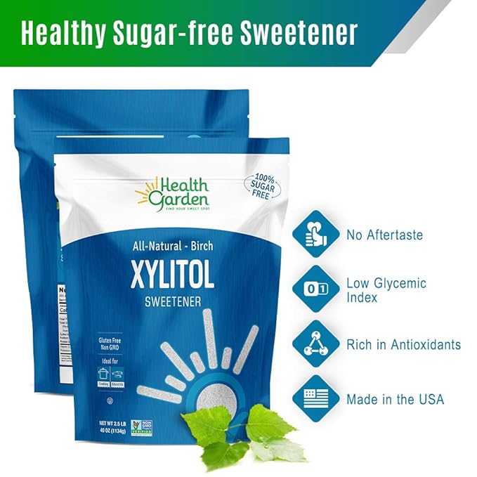 Health Garden Birch Xylitol Sweetener - 2.5 LB Resealable Bag - Pure Birch Xylitol - Non GMO
