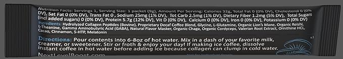 Sleep Boost Organic mushroom Instant Coffee - 10 x 9g Packets - Healthy Coffee alternative and