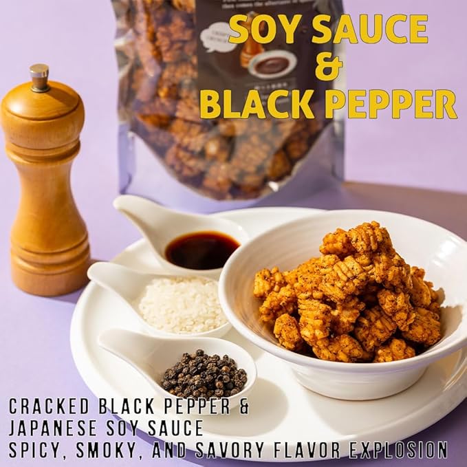 Mochi Rice Nuggets ??Black Pepper Soy Flavor, Spicy Japanese Rice Crackers, 140g (4.9oz) NON-GMO