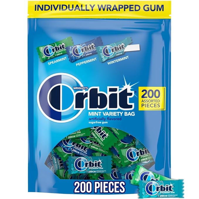 ORBIT Peppermint, Spearmint, & Wintermint Assorted Sugar Free Chewing Gum Bulk Pack, 13.4 oz