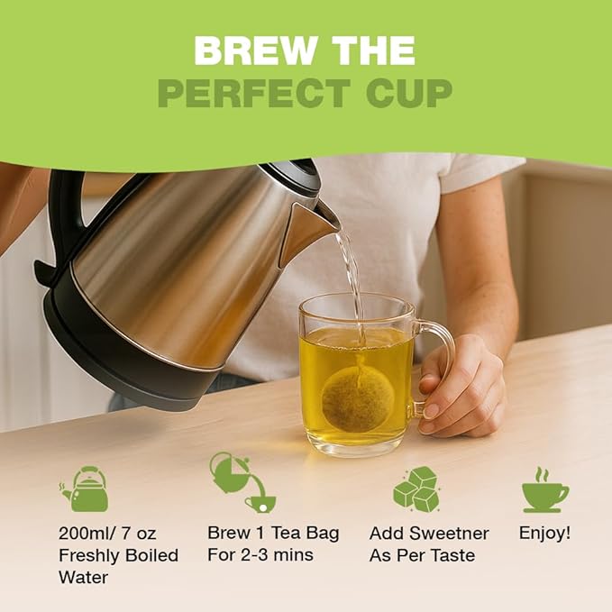 HANDPICK, Green Tea Bags - 100 Eco-Friendly Tea Bags | Resealable Pack for Freshness | Delicate &