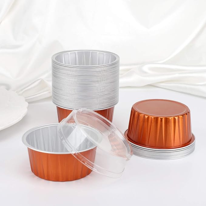 EUSOAR Dessert Cups With Lids, 5 OZ 100pcs Baking Cups with Lids,125ml Snacks Desserts Flan