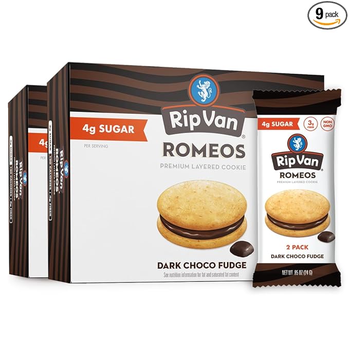 Rip Van Romeos Dark Chocolate Fudge Cookies - Low Sugar Cookies - Healthy Keto Snack - Individual 2