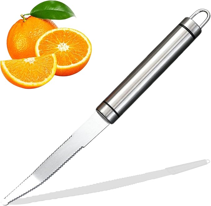 Stainless Steel Serrated Grapefruit Knife, 3.9 inches, Silver, Easy Peeling, Slicing, Coring