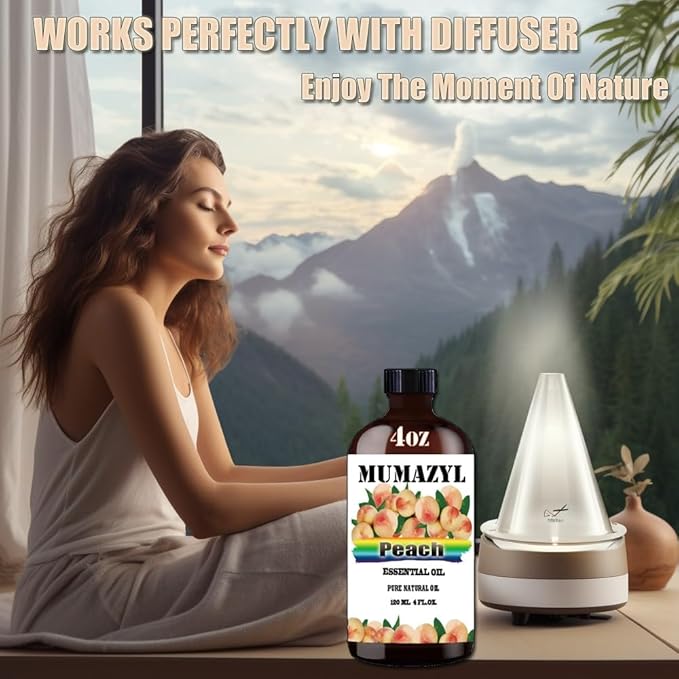 Peach Essential Oil, Peach Oil 4 Fl Oz 120ML for Diffuser Humidifier Yoga Cleaning DIY Candle Soap