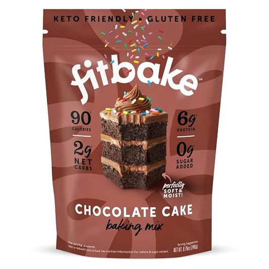 FitBake Chocolate Cake Baking Mix | 2g Net Carbs | Keto Friendly Low Carb Food | No Added Sugar