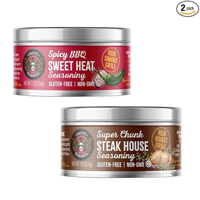 Sauce Goddess - BBQ Sweet Heat & Super Chunk Steakhouse Rub - Spicy-Sweet, Savory, Gluten-Free, No