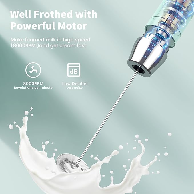 Maestri House Rechargeable Milk Frother with Stand, LunaFro Handheld Electric Foam Maker Waterproof