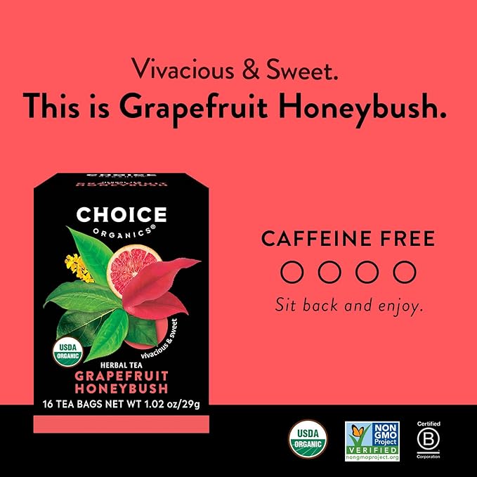 Choice Organic Teas - Herbal Tea Variety Pack Sampler - Includes Rooibos, Grapefruit Honeybush, and