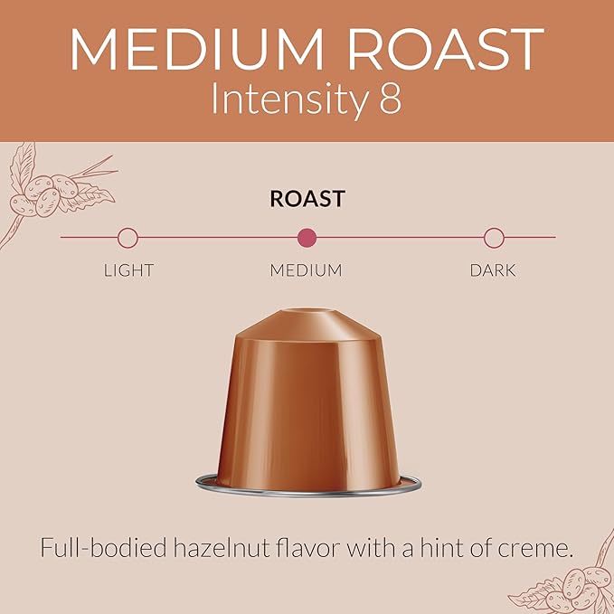 Camilla’s Heritage - Intensity 8 Hazelnut Flavored Espresso Coffee, Gourmet Espresso Cups, 60
