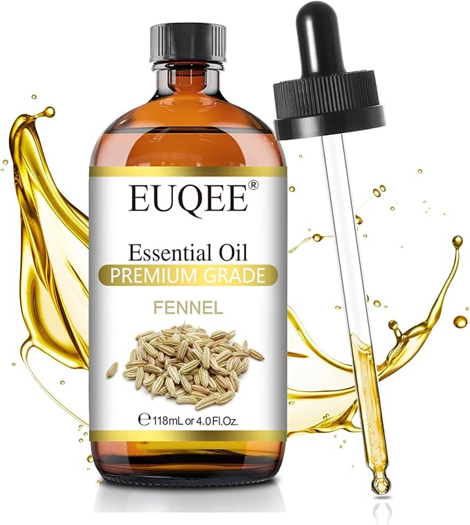Fennel Essential Oil 4Fl.Oz Pure Fennel Oil with Glass Dropper for Skin, Aromatherapy, Diffuser