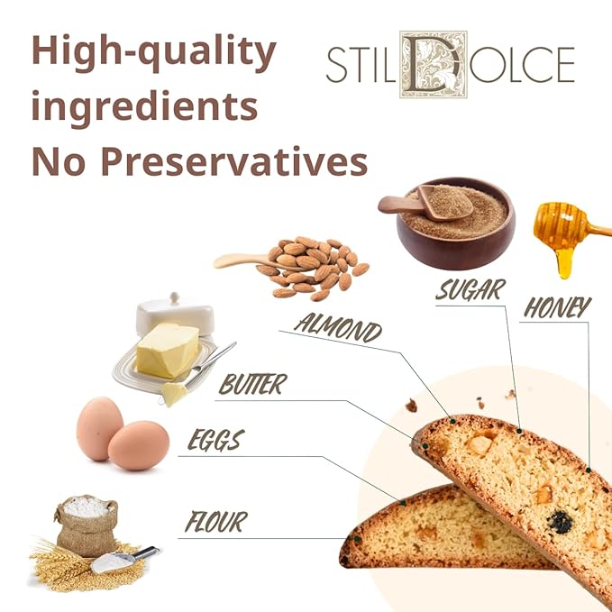 Stildolce Semi-Soft Original Almond Italian Biscotti Cookies | Made in Tuscany, Italy| Classic