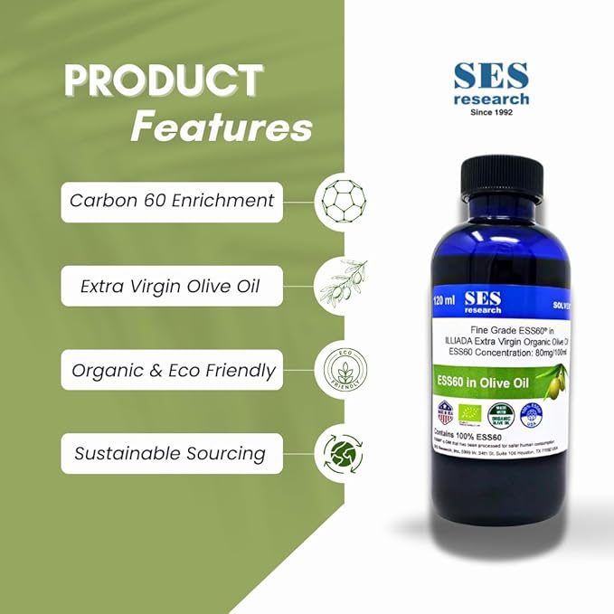Fine Grade C60 99.99% Extra Virgin Olive Oil - Highest Purity - 120 ml