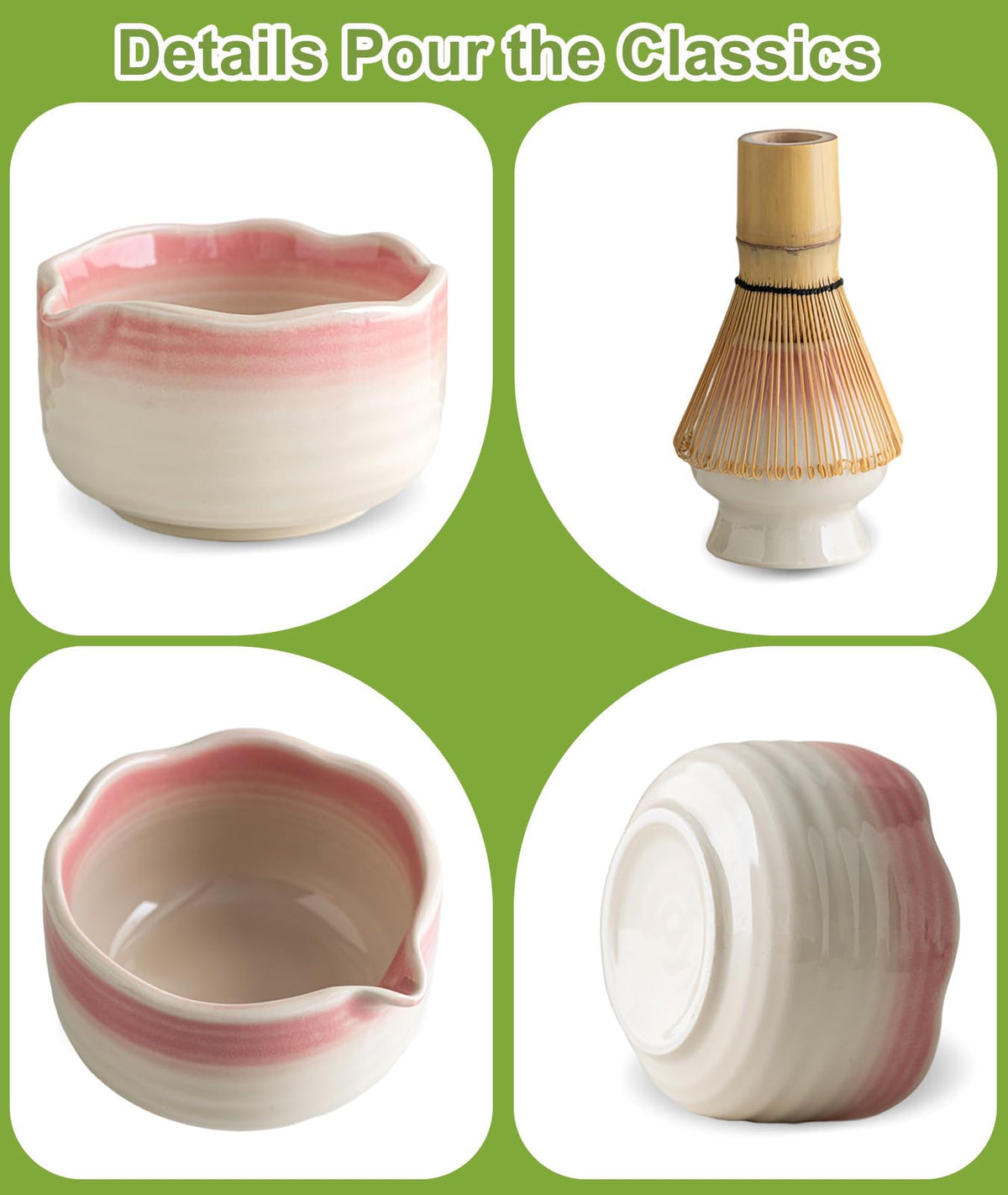 JBER Matcha Whisk Set, 7PCS Matcha Set with Bamboo Whisk and Ceramic Bowl