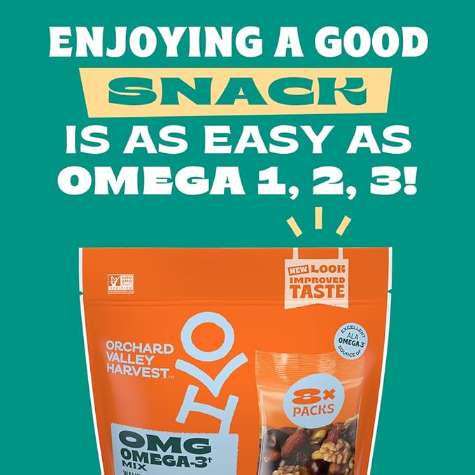 Orchard Valley Harvest OMG Omega-3 Mix, 14 pack (2 oz), Walnuts, Dark Chocolate Blueberries