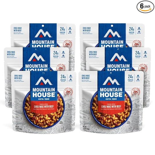 Mountain House Chili Mac with Beef | Freeze Dried Backpacking & Camping Food | 6-Pack