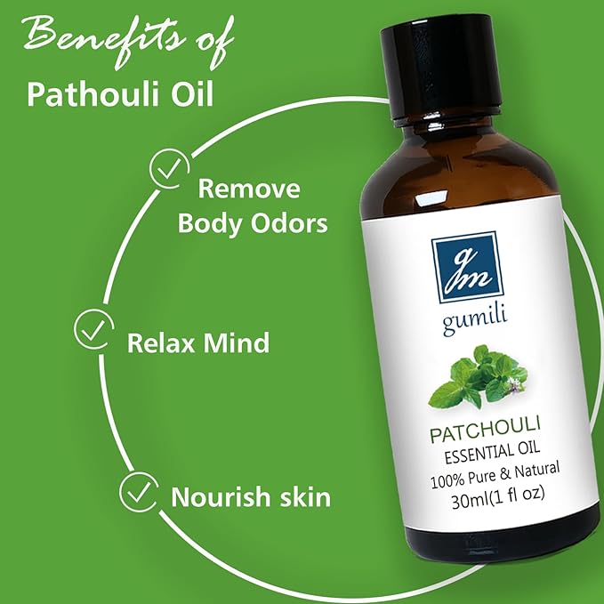 Patchouli Essential Oil 1 Oz, 100% Pure Patchouli Oil for Skin, Diffuser, Perfume & DIY - 30ml
