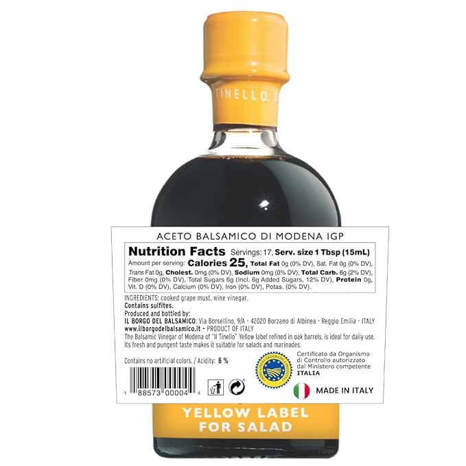 IL TINELLO Balsamic Vinegar of Modena IGP, Yellow Label, 250ml (8.5 fl oz) ??Aceto Balsamico di