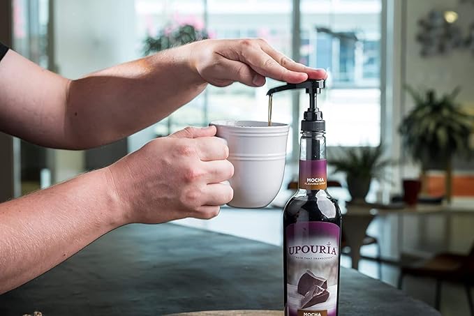 Upouria Mocha Boost Coffee Syrup Flavoring, 100% Vegan, Gluten-Free, Kosher, 750 mL Bottle (Pack of