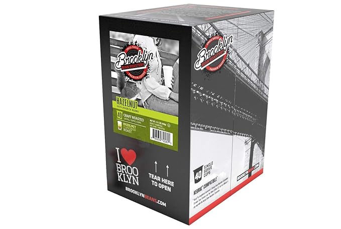 Brooklyn Beans Hazelnut Gourmet Coffee Pods, Compatible with 2.0 Keurig K Cup Brewers, 40 Count (BB