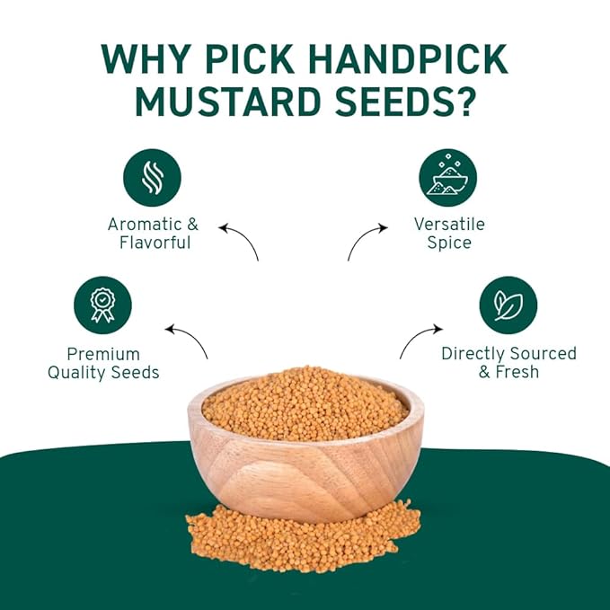 HANDPICK Yellow Mustard Seed (397g/14oz) Non GMO, Gluten Free, 100% Raw, Sourced from India, For
