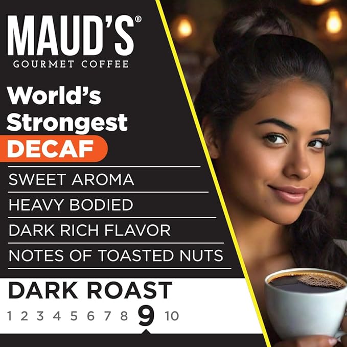 Maud's World's Strongest Decaf Dark Roast Coffee Pods, 36 ct, Decaffeinated Dark Roast Coffee in