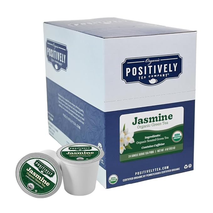 Organic Positively Tea Company, Jasmine Green Tea, K-Cup Compatible, 24 Pods