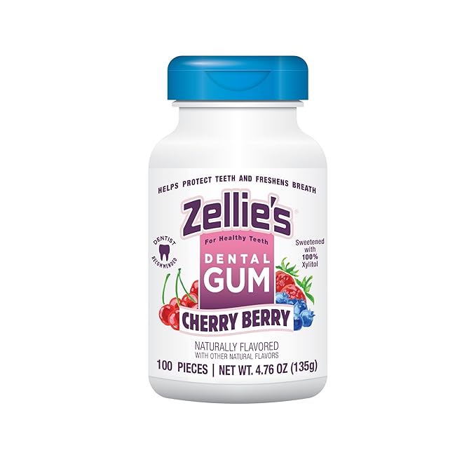 Zellie's | 100% Xylitol Cherry Berry Chewing Gum | No Aspartame, Gluten Free, Vegan & Kosher (100
